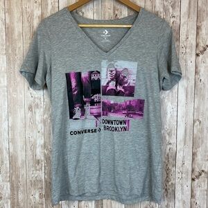Converse V Neck Short Sleeve Brooklyn Classic Fit Shirt Size Small Women